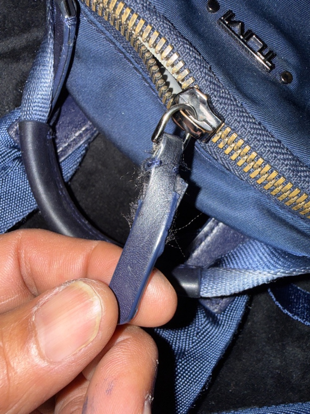Tumi Navy Mini Nylon Backpack with Gold Hardware - Picture 14 of 14